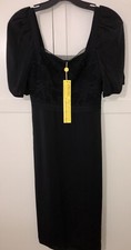 NWT   Catherine Malandrino Balloon Sleeve Black  Dress W/Cutout  Size 0