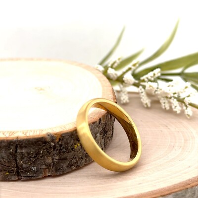 Gold Plated Tungsten Band 4mm   Brushed Finish Comfort Fit Holiday Gift Ring