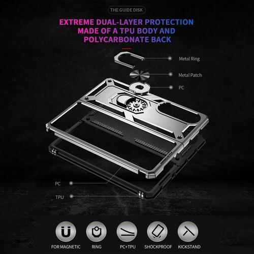 Heavy Duty Shockproof Case For Samsung Galaxy Z Fold 6/5/4/3 Metal Ring Stand - Picture 34 of 88
