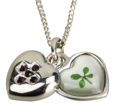 Birthstone Necklace Pendant with Lucky Real Four Leaf Clover GiftBox Certificate