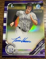 2019 Bowman Chrome 1st Terrin Vavra Purple Refractor Auto /250 Rockies SSP
