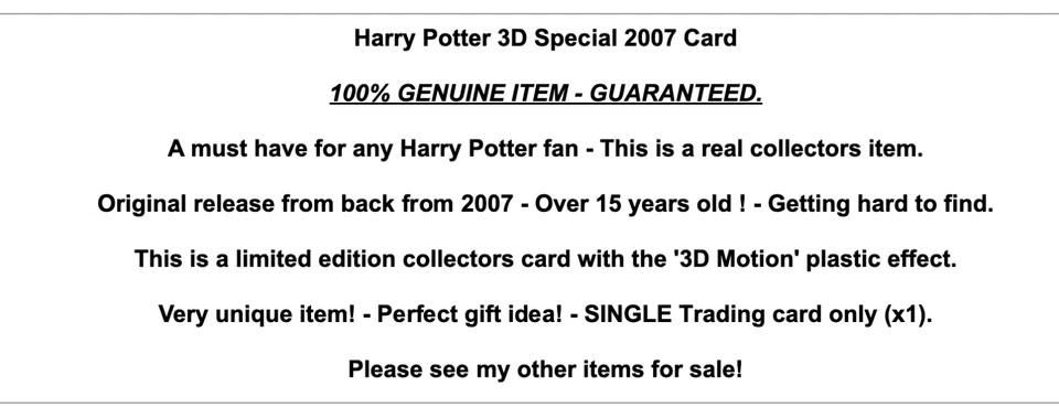 Harry Potter Rare Vintage Card Film Memorabilia Merchandise Collectables Merch - Image 2 of 4