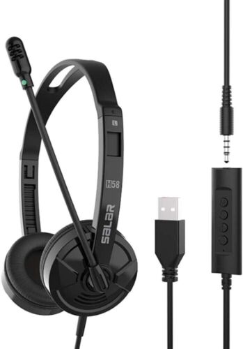 Noise-Cancelling Corded Dual-Ear Stereo Headset With Mic Microphone Office Game - Picture 2 of 7