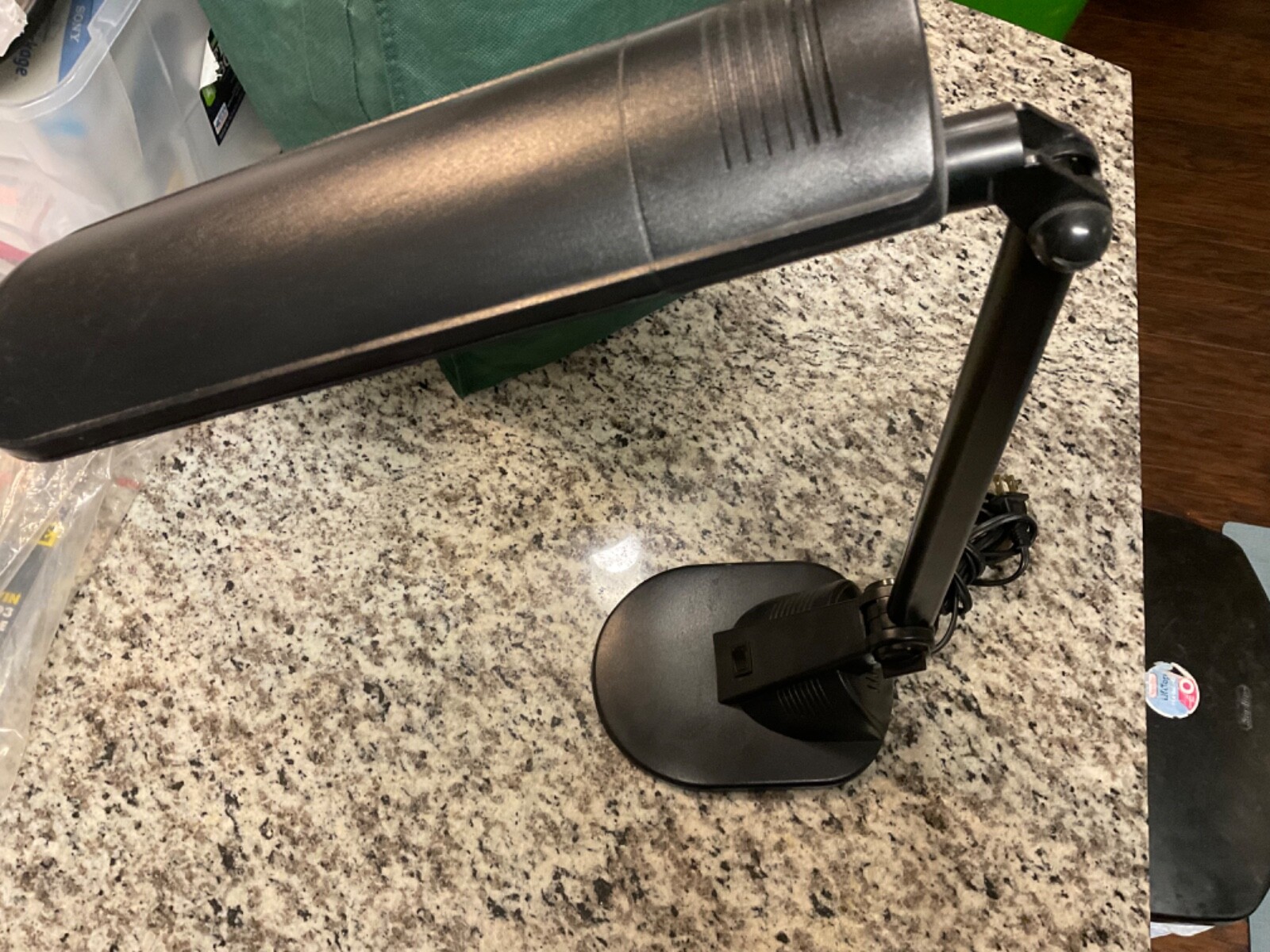 Computer Desk Lamp - Fluorescent Bulb - Adjustable - Black New Bulb-image