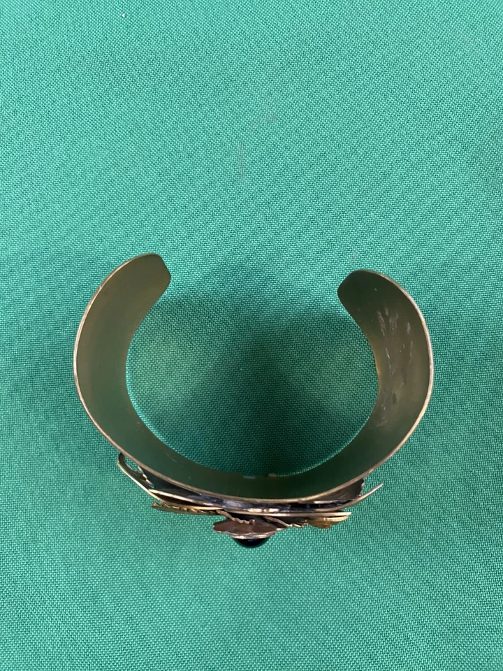 Handmade Patina Lizards Cuff Bracelet Brass Adjustable Wide Southwest Boho - Image 3 of 4