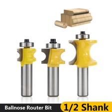 Edge Beading Bits 1/2'' Shank Half Round Bearing Bullnose Router Bit Cutter