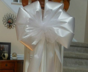 Add Your Flowers Chose Color Tulle White Ivory Pew Chair Bows