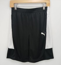 NWT PUMA Core Essential Athletic Short Black  White Boys Sz L 14-16 