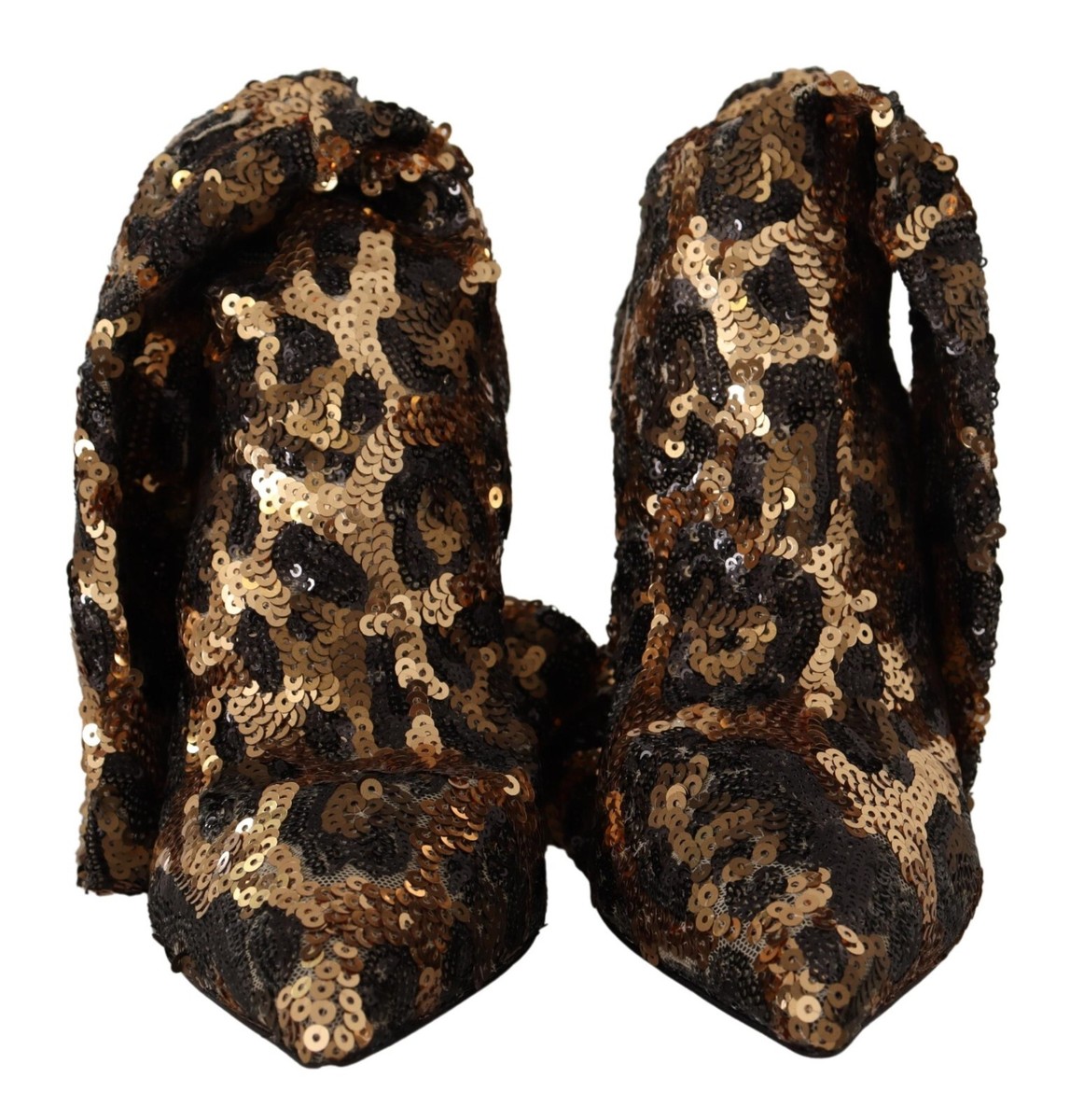 DOLCE & GABBANA Shoes Boots Gold Leopard Sequins Heels EU39