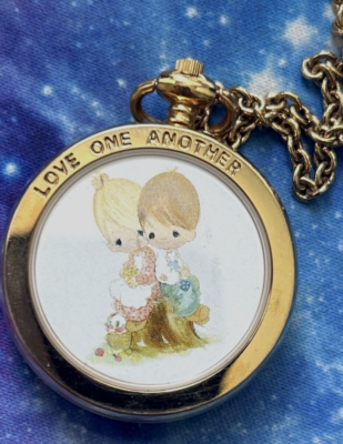 Vintage Precious Moments Ladies Necklace Pendant Watch Works Love One Another Precious moments love one another pocket | Mercari main image 4