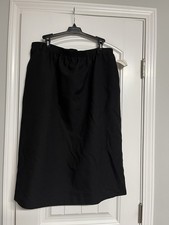 NWT Alfred Dunner Women Skirt 20 Black Career Elastic Waist 36 Stretch New Midi