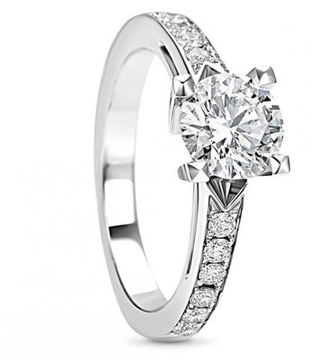 Giorgio Visconti Solitär Ring mit Naturdiamanten und Half Veretta Diamanten