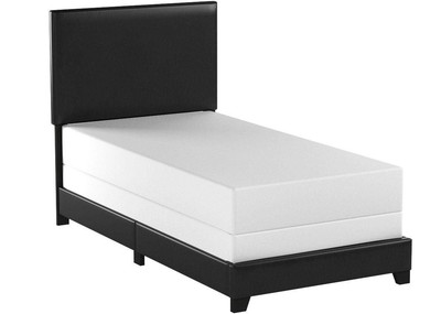 Erin Upholstered Panel Bed in Black, Twin