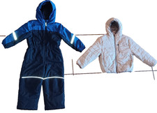 Lot of 2 Kids Wonder Nation Blue Snowsuit Avalanche Grey Puffer Jacket Size 5 6