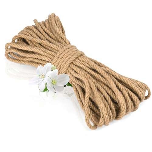 vsshe 50m Jute Rope, 6mm Thick Jute Twine String, Natural  Assorted sizes