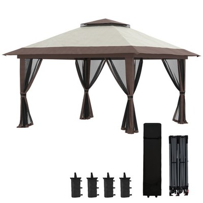 Faltpavillon 4x4m Balkon Garten Pop Up Pavillon mit 4 Netzwänden UV50+ UV-Schutz