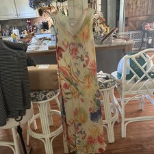 Tessuto Vintage Shift Dress Sleeveless Floral Women's Large Watercolor Maxi