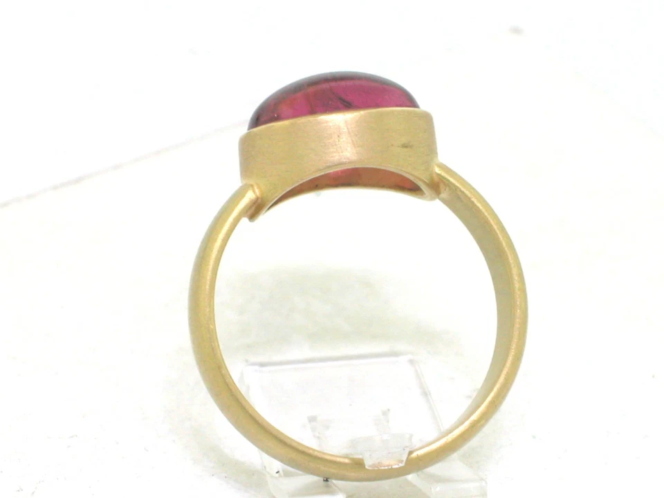 Rubellit Ring 750 Gelbgold 18Kt Gold roter Turmalin Cabochon 2,5ct Unikat - Bild 4 von 4