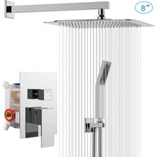 8 Inch Chrome Shower Faucet Set Rain Shower System with Handheld Spray