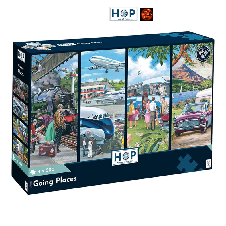 The House of Puzzles Going Places 500 Piece Jigsaw Puzzle 4 Pack - Image 2