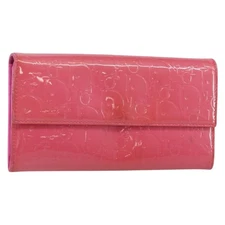 Christian Dior Trotter Canvas Wallet Enamel Pink Auth 146802