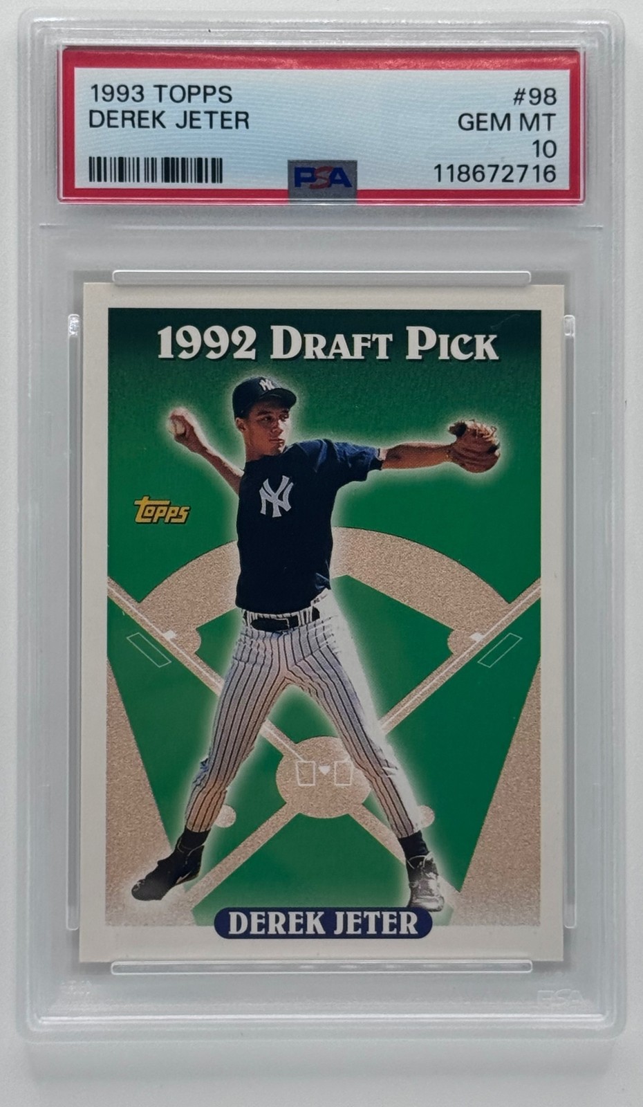 1993 Topps Derek Jeter #98 RC New York Yankees PSA 10 view 1