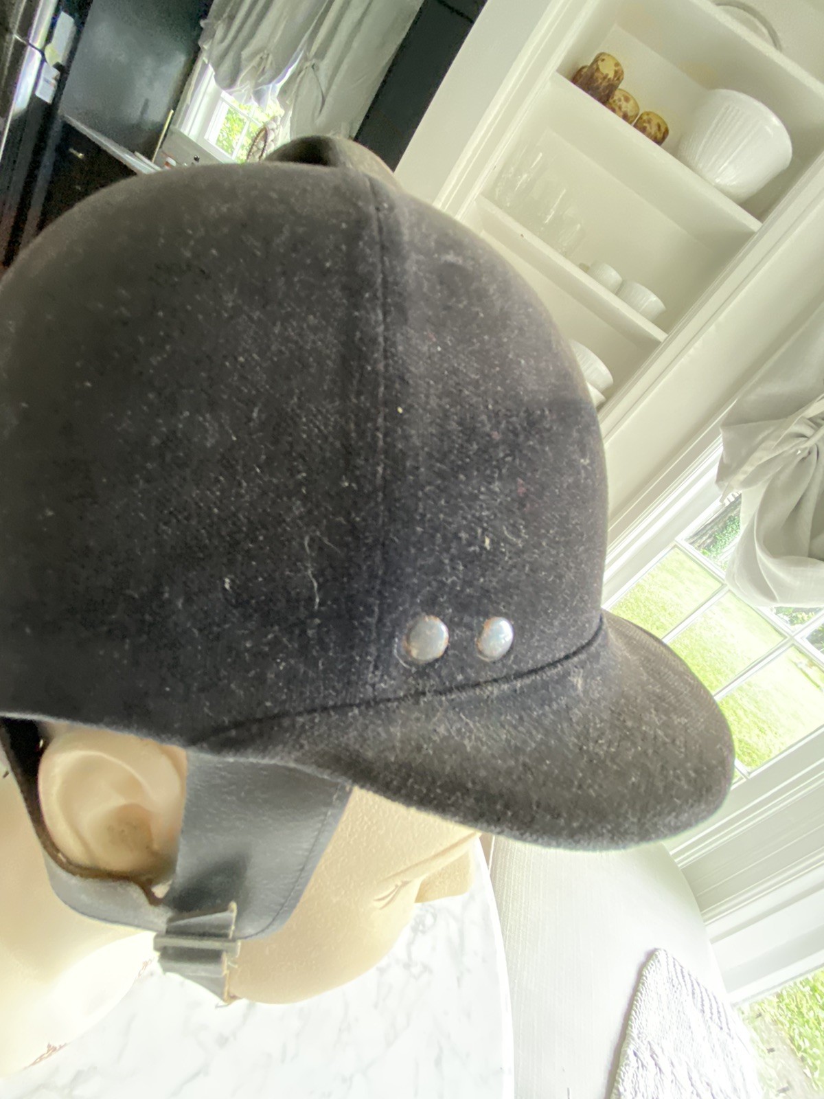 Vintage Riding Hat velvet Helmet Polo Fox Hunting equestrian Hunt Cap - display