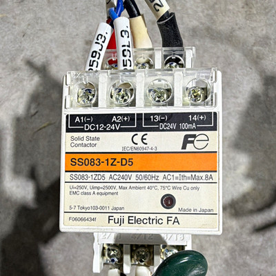 Fuji Electric FA Solid State Contactor SS083-1Z-D5 12-24V Coil 8A 1-Pole 2 pcs