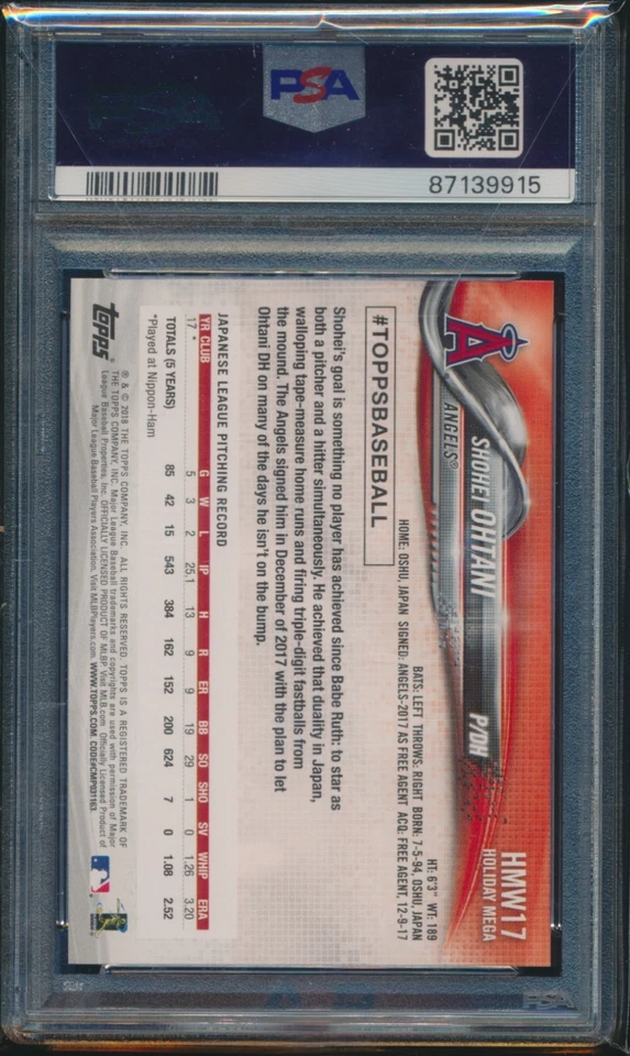 PSA 10 SHOHEI OHTANI 2018 TOPPS HOLIDAY #17 LA Angels Rookie Card RC GEM MINT - Image 2 of 2
