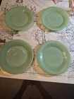4 Vintage 1940’s Fire King Jadeite Ribbed Glass Jane Ray Salad Plates