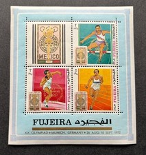 1972 FUJEIRA MUNICH GERMANY OLYMPICS SHEET OF 4 HONORING 1968 MEXICO MNH XF