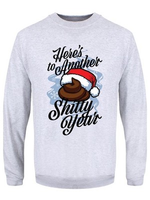 Here's To Another Sh*tty Year grauer Weihnachtspullover für Herren