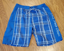 U.S. Polo Assn. Blue/White Plaid Lined Boardshorts, Swim Trunks, Men's XL New