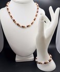 925 Sterling Silver Multicolor Pearl Beaded Necklace Bracelet Set — photo 2