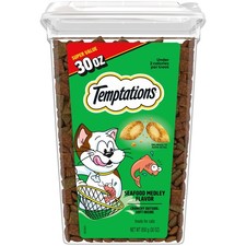 Temptations Classic Crunchy and Soft Cat Treats, Seafood Medley, 30 oz
