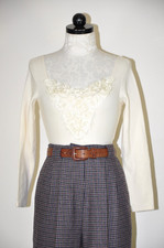 90s Cream Cotton Soutache Embroidery Lace Heart One Piece Bodysuit Women S