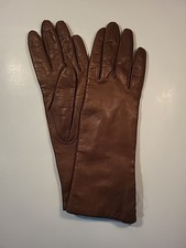 Womens Brown Leather Gloves Size 7 Made In Italy For Hudsons, NOS