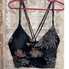 JoyLab Floral Print Sports Bra Criss Cross Strappy Back Activewear Top size S
