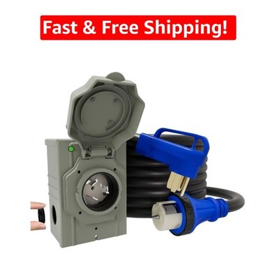 50AMP 15FT Generator Cord & Pre-Drilled Inlet Box - Safe Power Supply Solution
