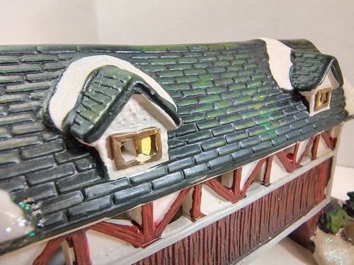 Christmas Village Covered Bridge Painted Ceramic Mantel Holiday Decor No Lights - Picture 13 of 21