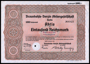 1936 Braunkohle-Benzin AG, WWII Nazi Cartel Synthetic Oil & Gasoline Producer F+