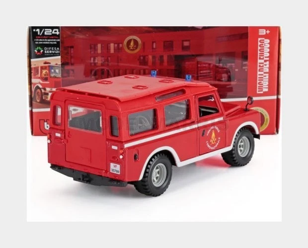 BURAGO 18-01772-22063-VF LAND ROVER - DEFENDER MKII VIGILI DEL FUOCO 1995 - RED  - Immagine 2 di 2