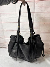 Lucky Brand "EASY RIDER"  Satchel Tote Bag Black Quality Leather Boho