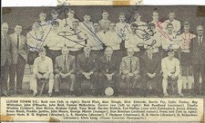 Luton Town 65/66 x 9 - hand signed picture inc rare players