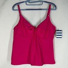 Vintage Lands’ End Tugless Tankini Top Pink Women’s 16 Made in USA NWT