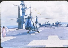 1953 COLOR SLIDES USS SAIPAN CVL-48 CARRIER HELICOPTERS & RADAR AIRPLANES