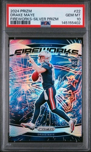 2024 Panini Prizm - Fireworks SILVER Prizm Drake Maye #22 (RC) PSA 10 💎