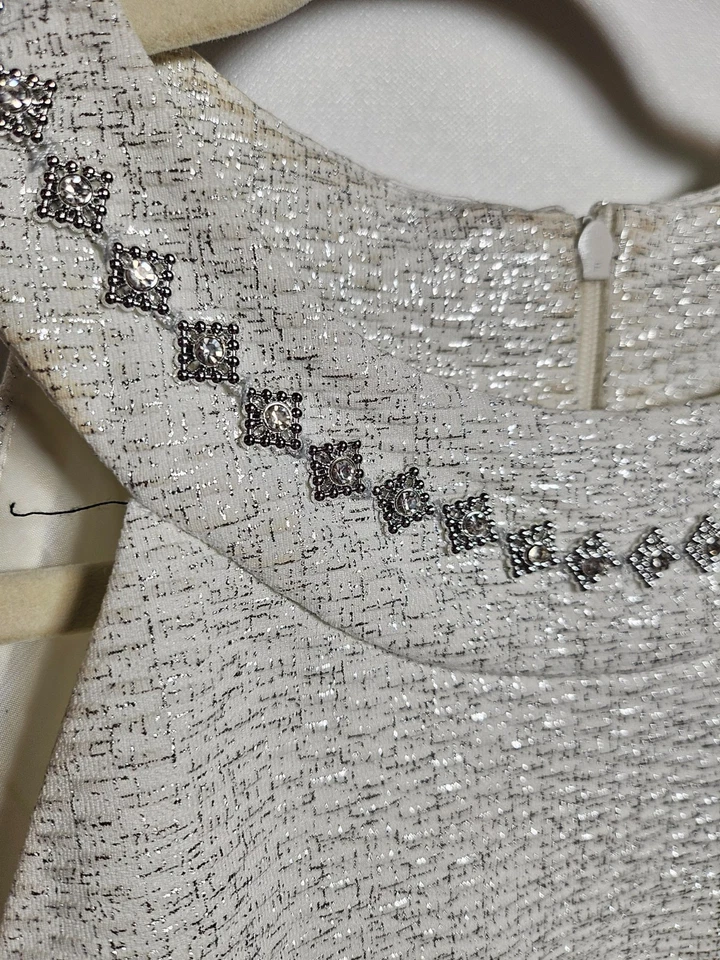 Vestido Formal Marmellata Ocasión Especial Niña Crema Plateado Sin Mangas Talla 12 Foto 2 de 4