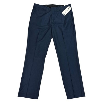 Perry Ellis Mens Slim Fit Non-Iron Stretch Dress Pants Eclipse Blue 34x30