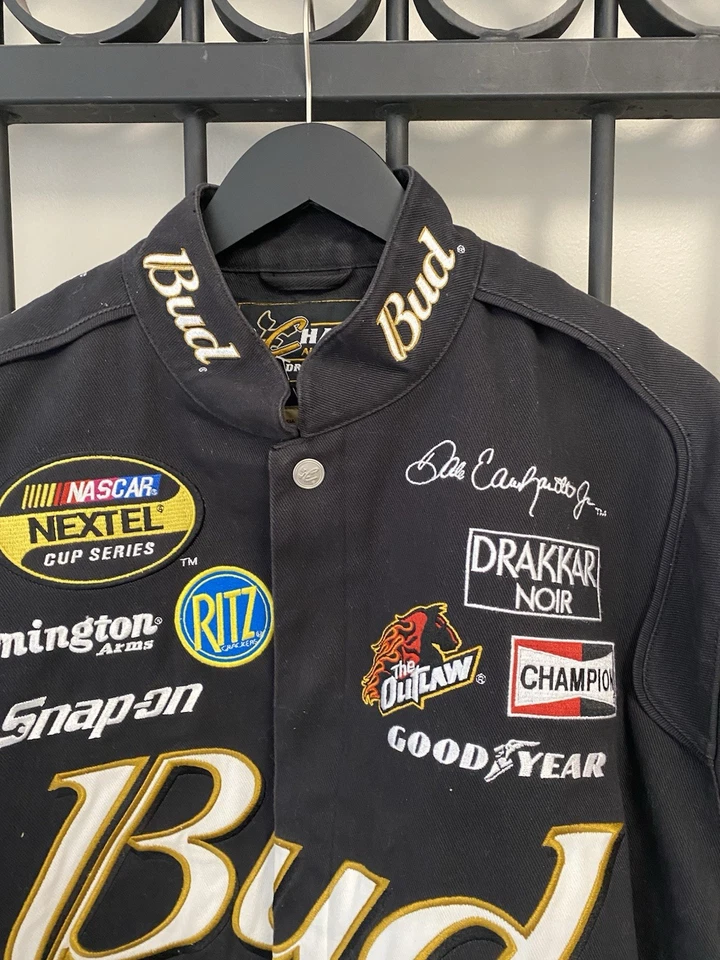 Jaqueta preta NASCAR Chase autêntica M Dale Earnhardt Jr Bud King Of Beer Racing - Imagem 3 de 4